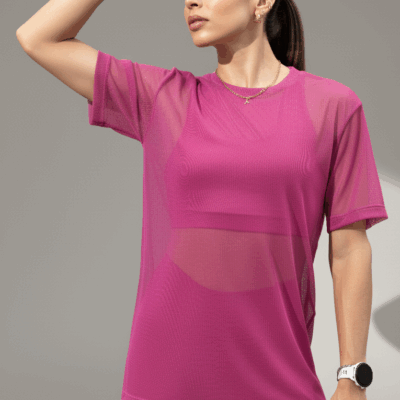 T-shirt Regata Feminina Tela Versátil tule fucsia