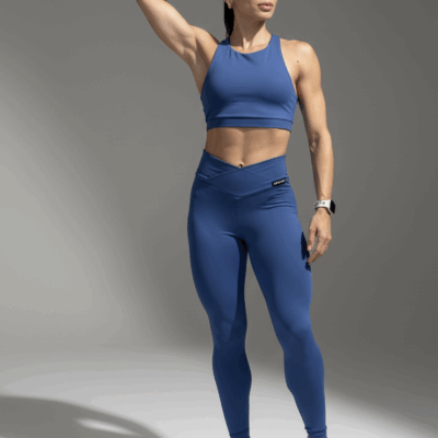 Calça Feminina aura Academia Legging cós transpassado air blue