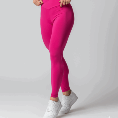 Calça Feminina aura Academia Legging cós transpassado fucsia