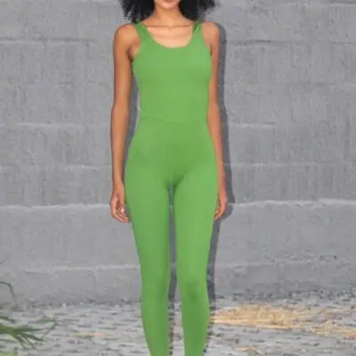 Macacão longo Feminino Costas Aberta Fitness Academia Esportivo VERDE